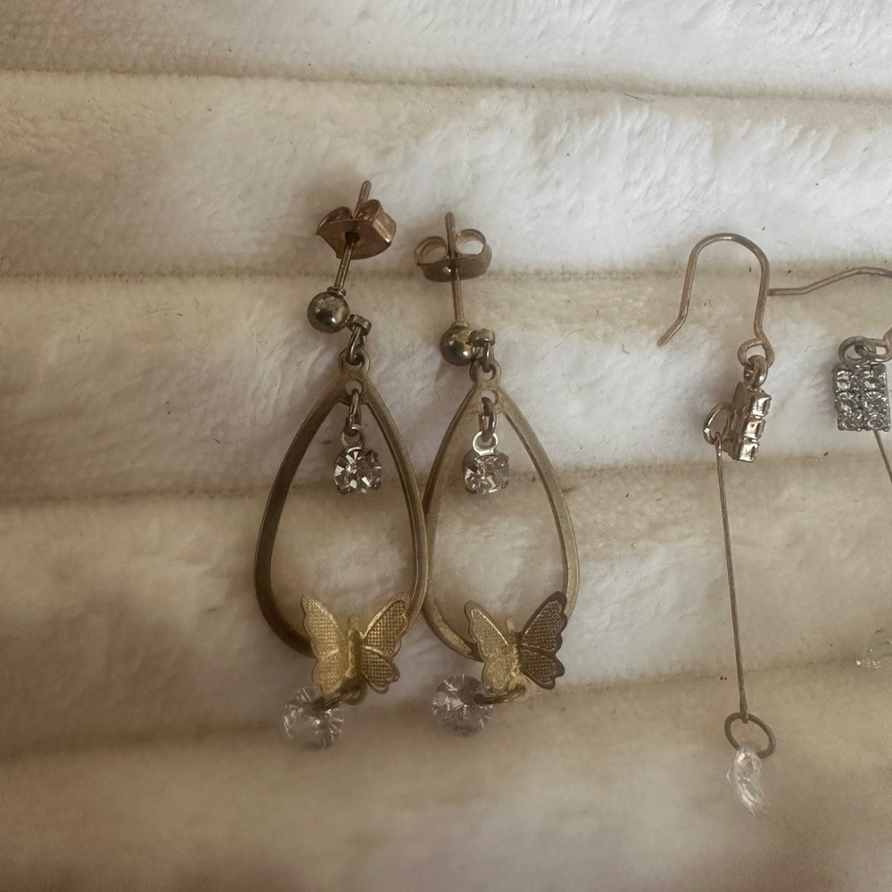 Silver Drop Dangle Earrings with Crystal Accents - Women Jewelry